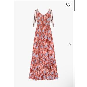 Carolina K Belen Flowers Marieta Dress Red Orange‎ Blue Floral Tiered Maxi Boho